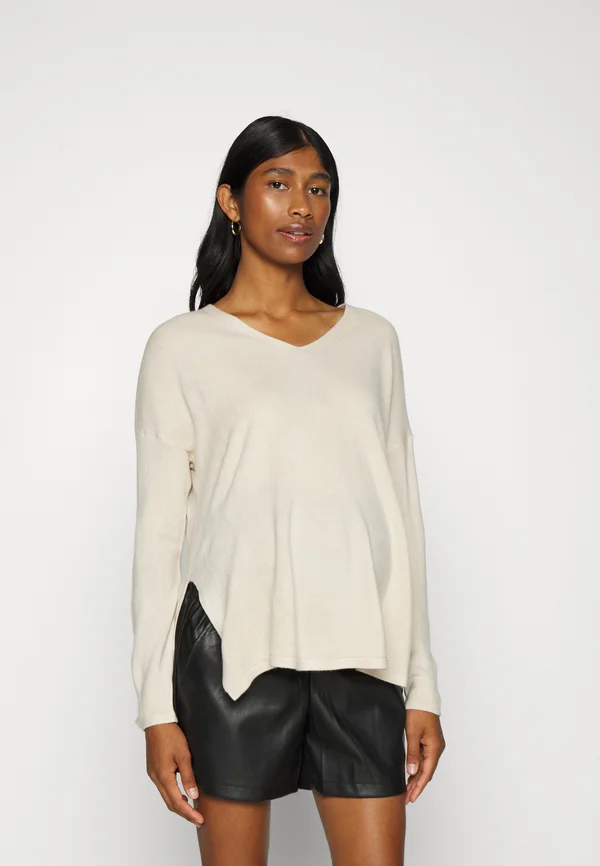 OLMAMALIA V-NECK - Strickpullover - pumice stone