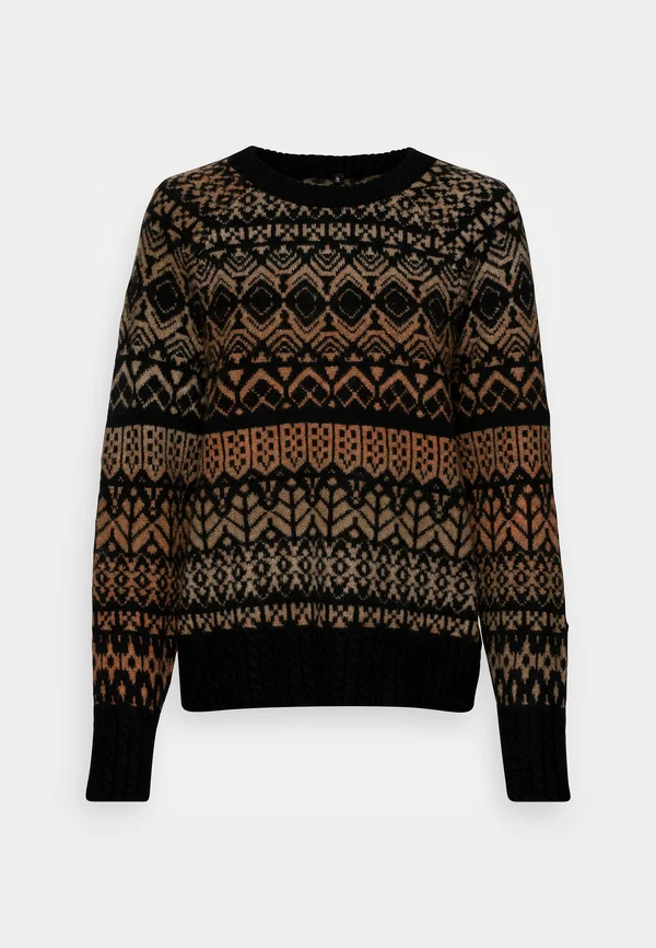 ONLAIDA FAIRISLE  - Strickpullover - black humus toasted coconut space