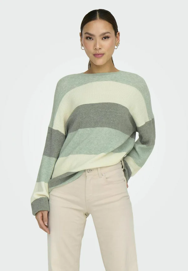 ONLATIA STRIPE - Strickpullover - silt green
