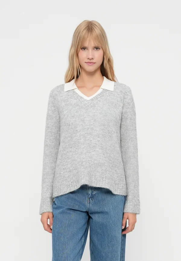 ONLAZU  - Strickpullover - light grey melange/cloud dancer