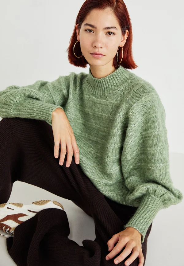 ONLCELINA HIGH  - Strickpullover - hedge green melange