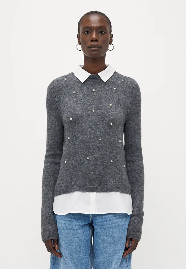 ONLDOLLY MIX  - Strickpullover - medium grey melange/cloud dancer