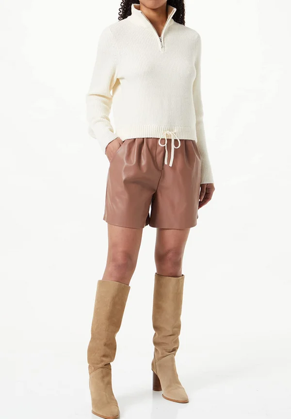 ONLFIA ZIP HIGHNECK  - Strickpullover - whitecap gray detailmelange