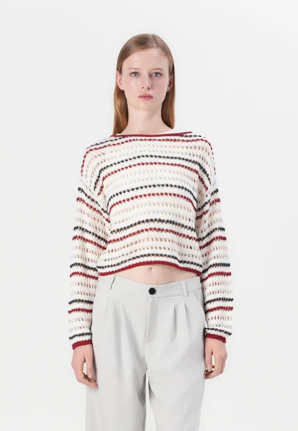 ONLGEENA STRIPE BOATNECK - Strickpullover - cloud dancer