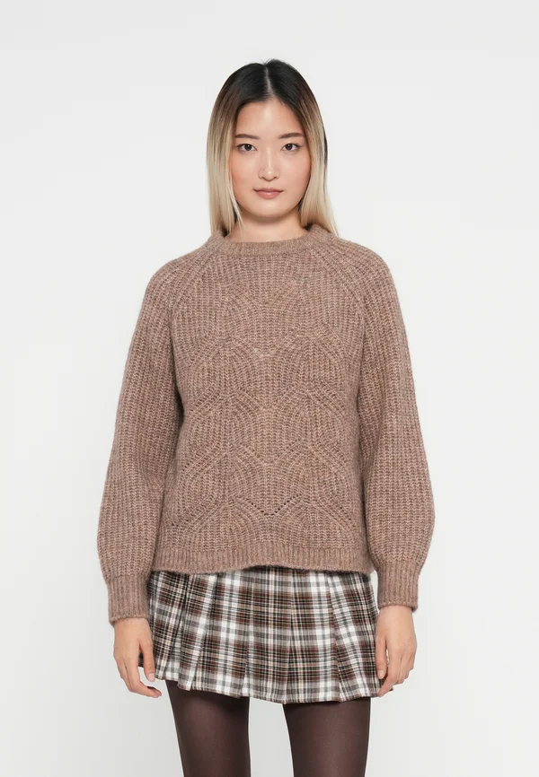 ONLGILA LIFE STRUCTURE O-NECK - Strickpullover - toasted coconut