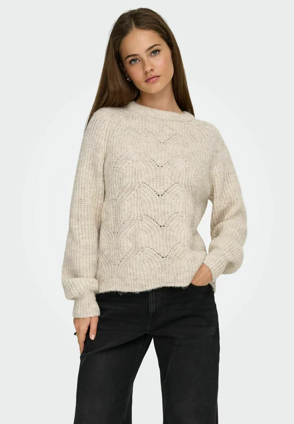ONLGILA LIFE STRUCTURE O-NECK - Strickpullover - whitecap gray