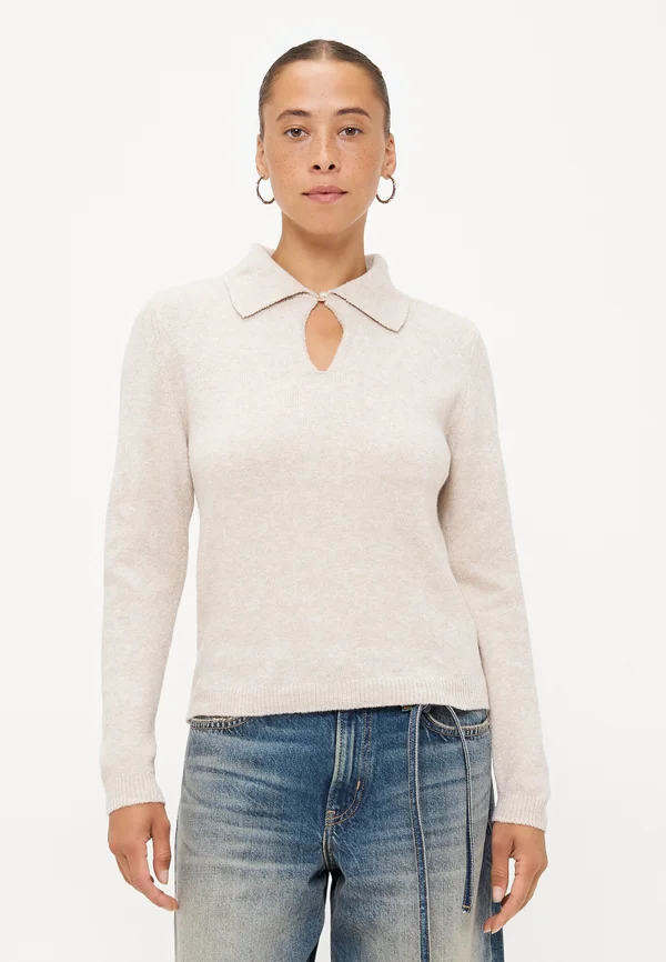 ONLGLORY LIFE - Strickpullover - pumice stone melange/white