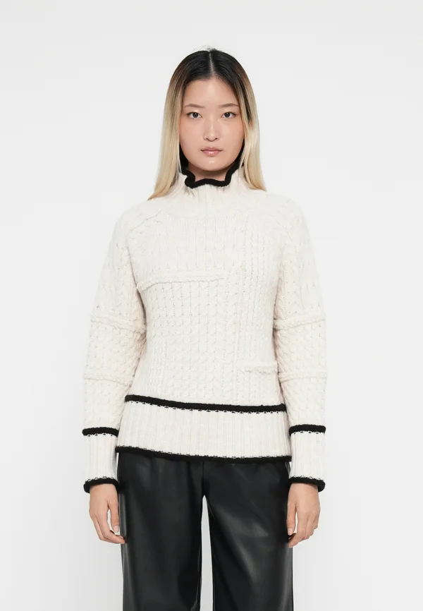 ONLHARMONY  CONTRAST HIGHNECK  - Strickpullover - birch/black
