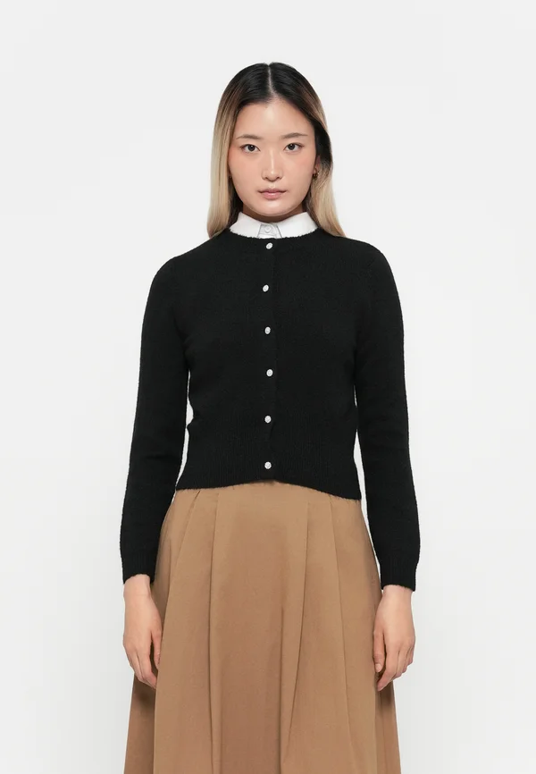 ONLHAVANNA BUTTON - Strickjacke - black