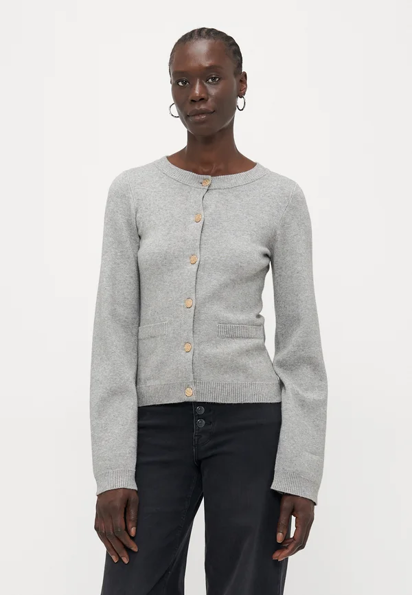 ONLIBI ELLA BUTTON CARDIGAN  - Strickjacke - medium grey melange/gold-coloured