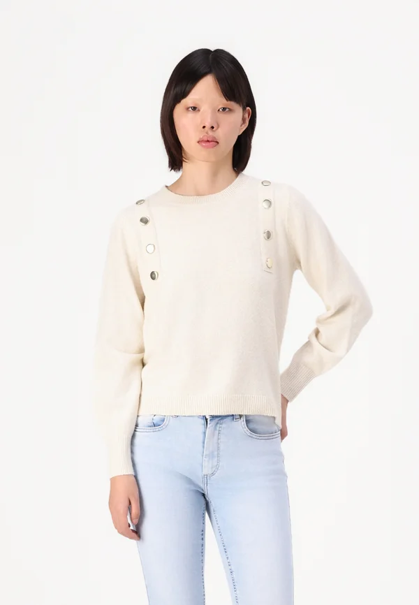ONLJEANETT LIFE BUTTON O NECK - Strickpullover - birch