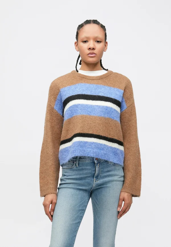 ONLKALLIE O NECK  - Strickpullover - toast coconut/ultramirine/black