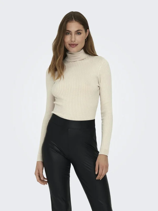 ONLKAROL ROLL NECK - Strickpullover - pumice stone