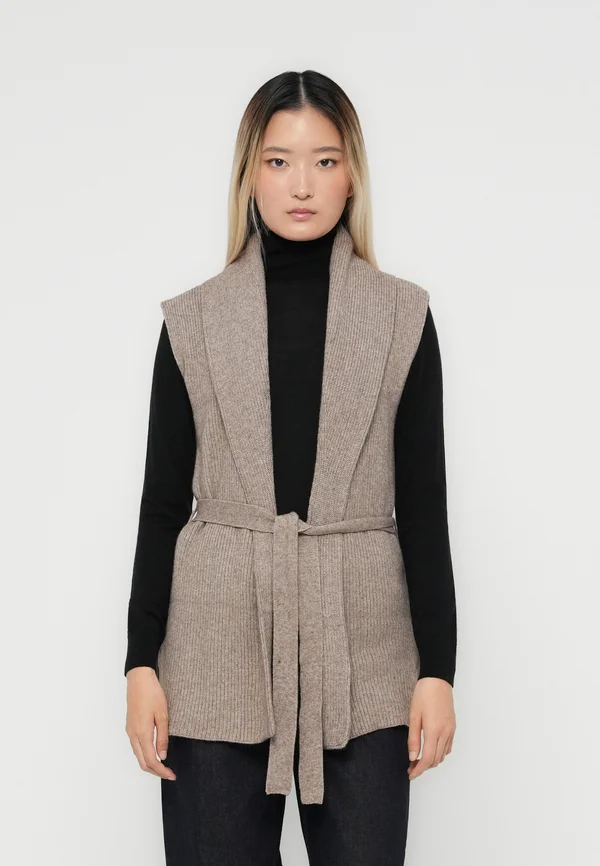 ONLKATIA LONG VEST - Strickjacke - fungi