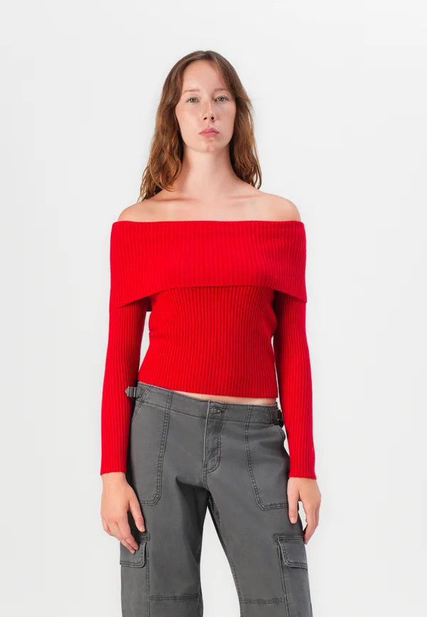 ONLKATIA OFF SHOULDER - Strickpullover - salsa
