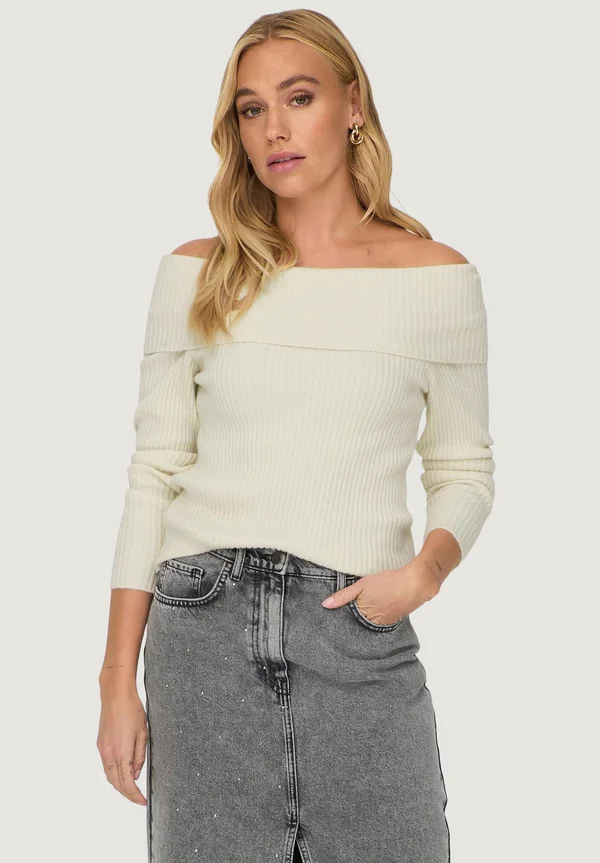 ONLKATIA OFF SHOULDER - Strickpullover - sour cream