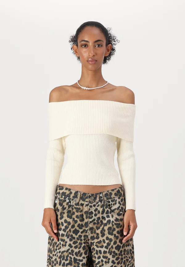 ONLKATIA OFF SHOULDER - Strickpullover - whitecap gray