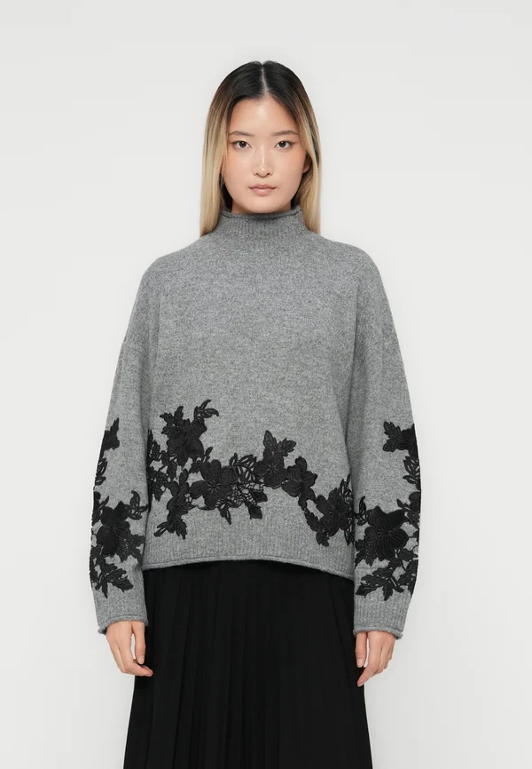 ONLLISA - Strickpullover - medium grey/black