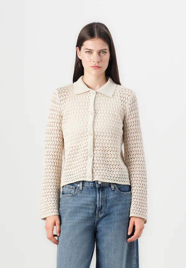 ONLLULI STRUCTURE BUTTON - Strickjacke - pumice stone