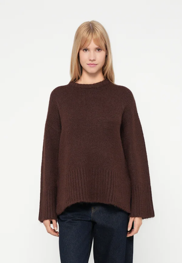 ONLMAGGIE LIFE LOOSE O NECK - Strickpullover - seal brown