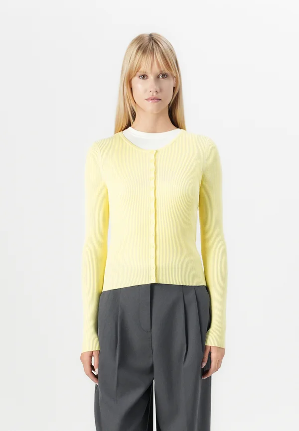ONLMEDDI O NECK - Strickjacke - lemon meringue