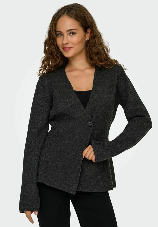 ONLMYERA LIFE ONE BUTTON - Strickjacke - dark grey melange