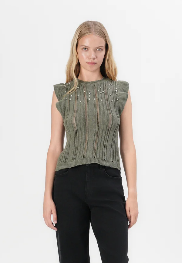 ONLNEWTULLE LIFE FRILL BLING - Strickpullover - kalamata