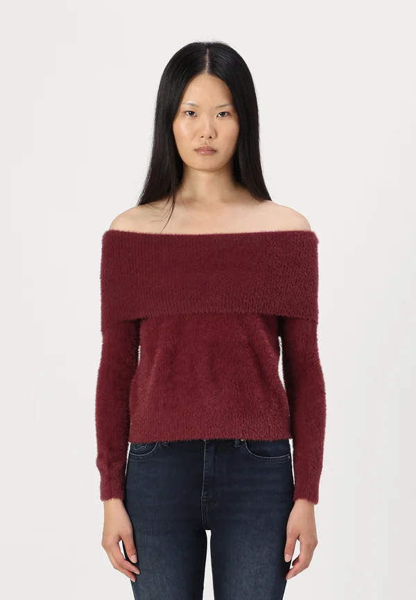 ONLSIFF OFF SHOULDER - Strickpullover - burgundy