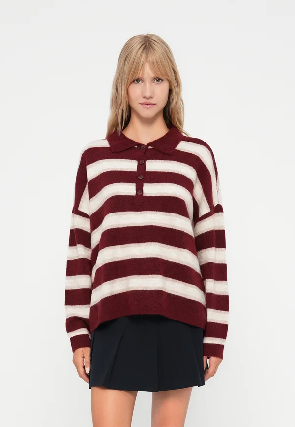 ONLTALIO NECK - Strickpullover - cabernet/humus/whitecap gray
