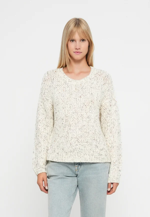 ONLWINTER SEQUINS O NECK - Strickpullover - egret/multi-coloured