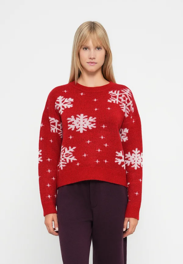 ONLXMAS ROLFA O NECK SNOWFLAKES - Strickpullover - cloud dancer