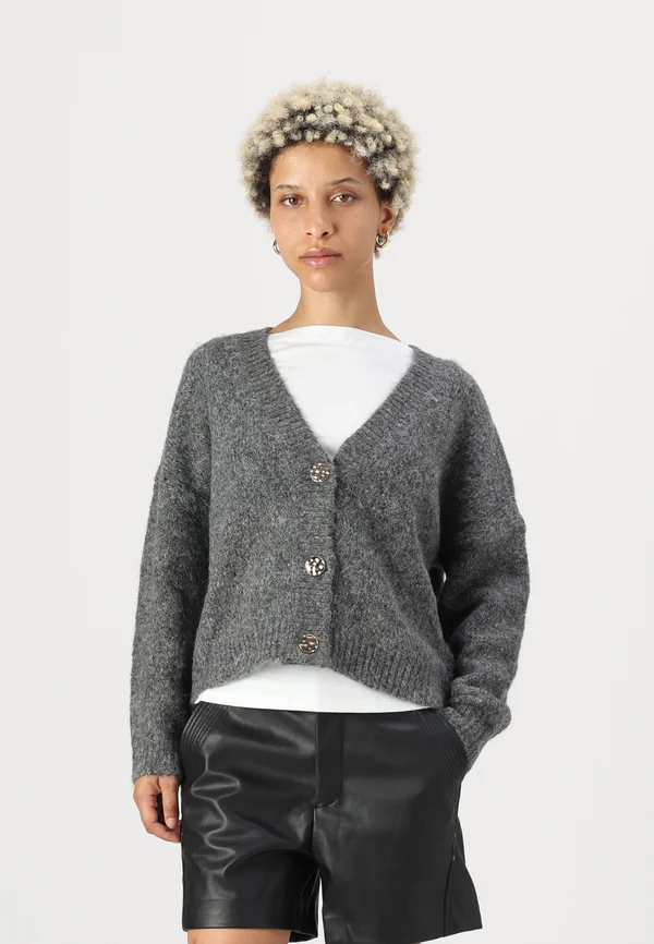 ONLZOEY CARDIGAN - Strickjacke - dark grey melange