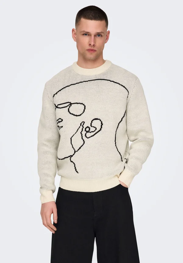 ONSSHAMILTON OVERSIZE CREW UNISEX - Strickpullover - ecru