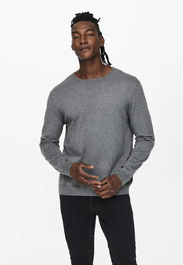 ONSWYLER LIFE LS CREW NOOS - Strickpullover - medium grey melange