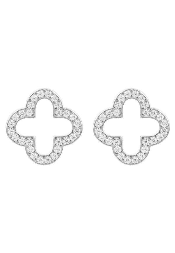OPEN CLOVER EARRINGS - Ohrringe - silver-coloured