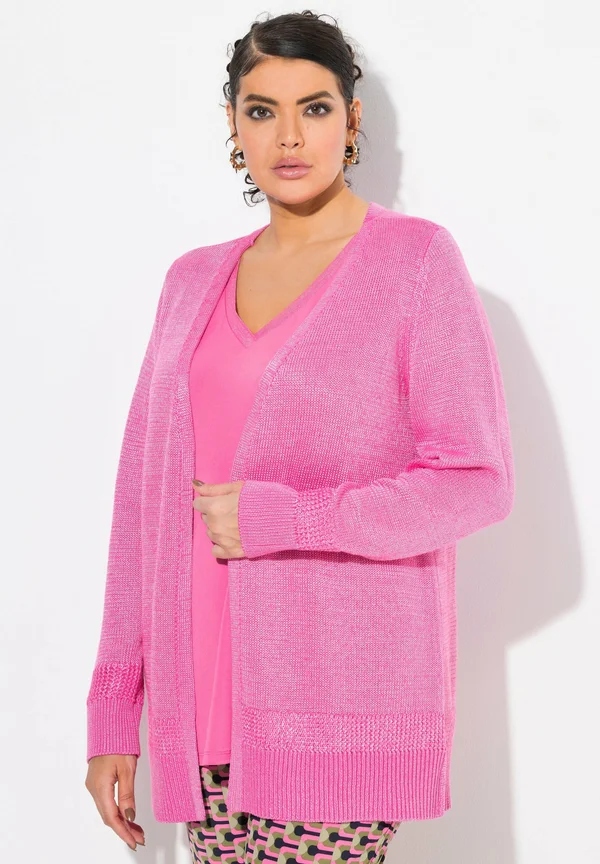 OPEN SHAPE LONG SLEEVE SHIMMER - Strickjacke - pink