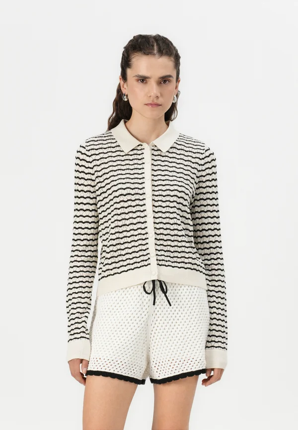 OPEN STITCH CARDI - Strickjacke - white/ black