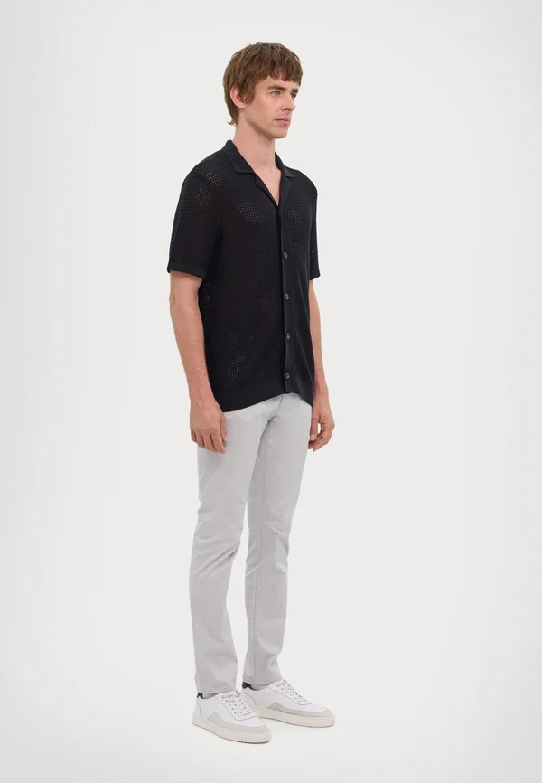 OPEN STITCH SHIRT - Strickjacke - black