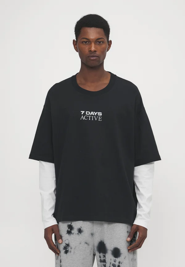 ORGANIC DOUBLE SLEEVE UNISEX - T-Shirt print - black