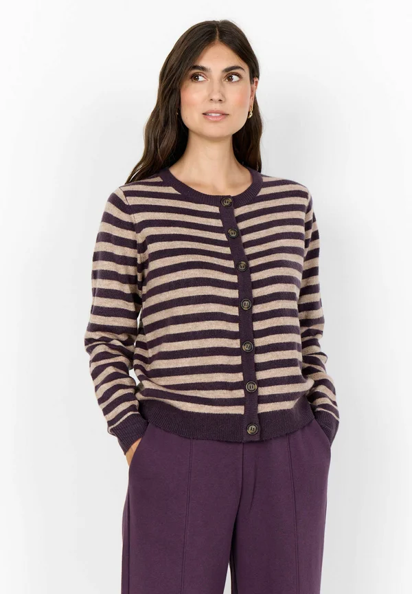 ORLEAN STRIPE - Strickjacke - c plum perfect mel