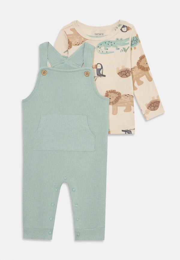 OVERALL UNISEX SET - Latzhose - green/off white
