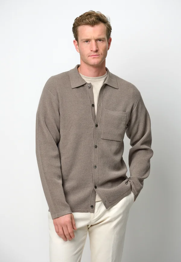 OVERSHIRT - Strickjacke - mid brown