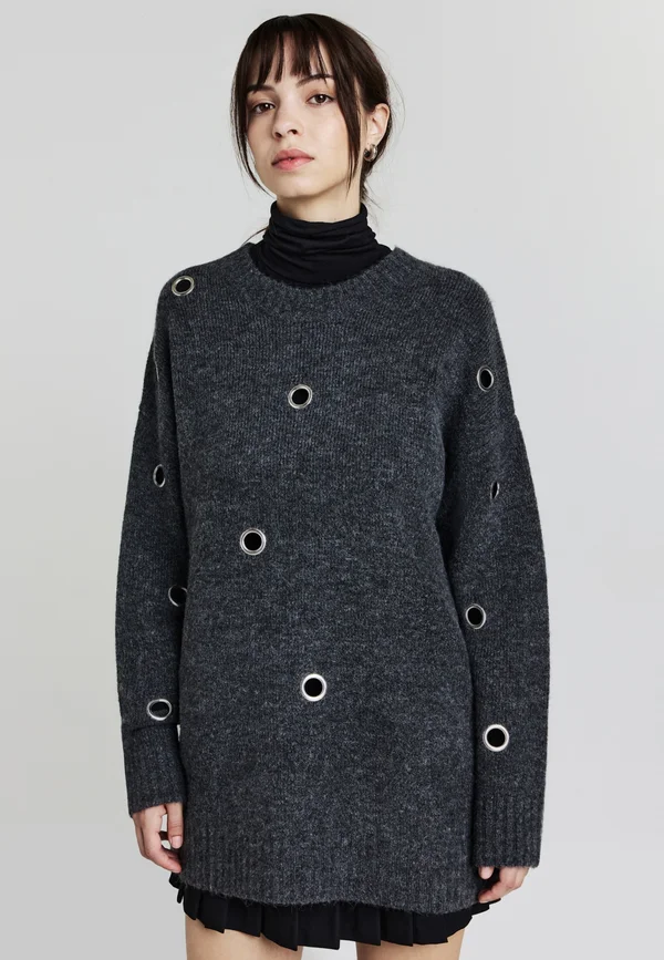 OVERSIZE CON APPLICAZIONI - Strickpullover - grigio scuro melange