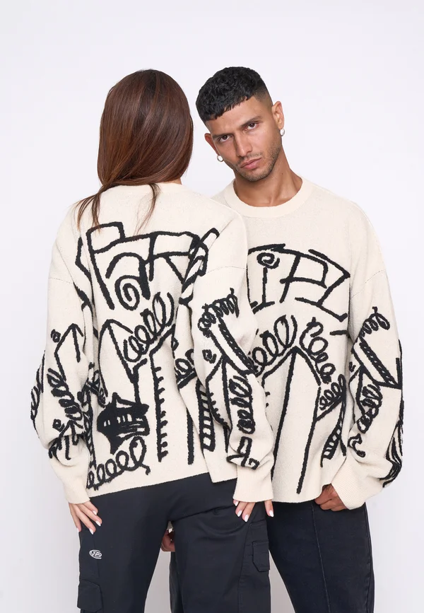 OVERSIZE DOWNTOWN - Strickpullover - white swan