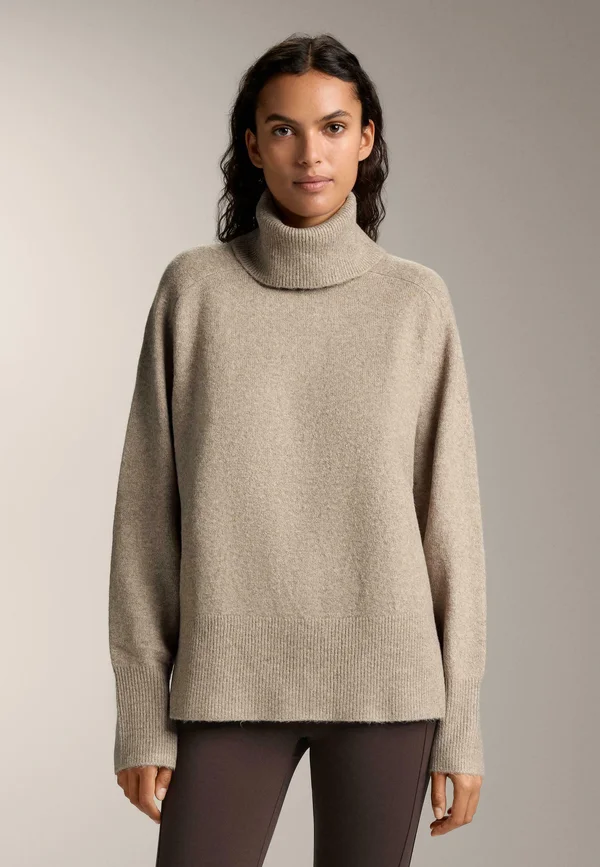 OVERSIZE KNIT ROLL NECK - Strickpullover - light brown