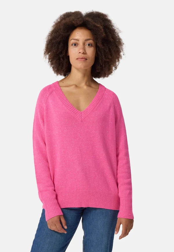 OVERSIZE STYLE V-AUSSCHNITT - Strickpullover - hell pink melange