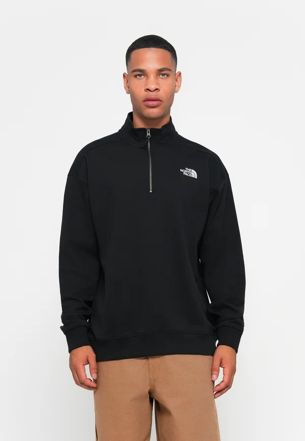 OVERSIZE ZIP CREW - Sweatshirt - black