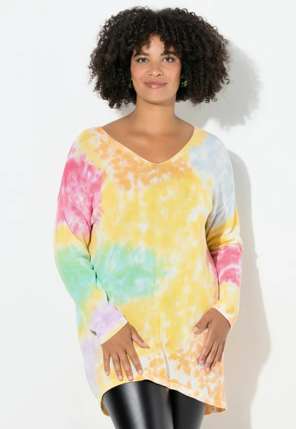 OVERSIZED BATIKMUSTER LANGARM - Strickpullover - pale green