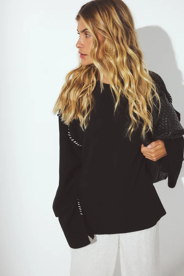 OVERSIZED STITCH DETAILED  - Strickpullover - black