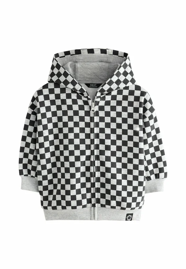 OVERSIZED ZIP THROUGH. - Sweatjacke - black/white checkerboard